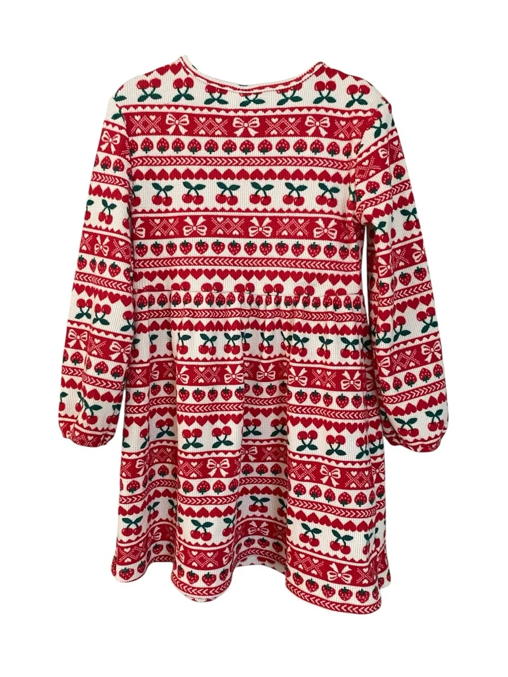 Old Navy Red & White Cherry and Strawberries Pattern Knit Dress